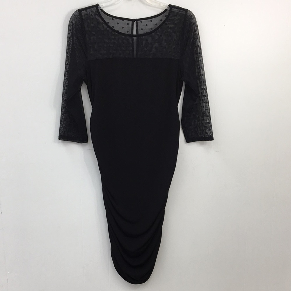 Motherhood Maternity Long Sleeve Black Formal Lacy Mesh Dress Size M EXCELLENT